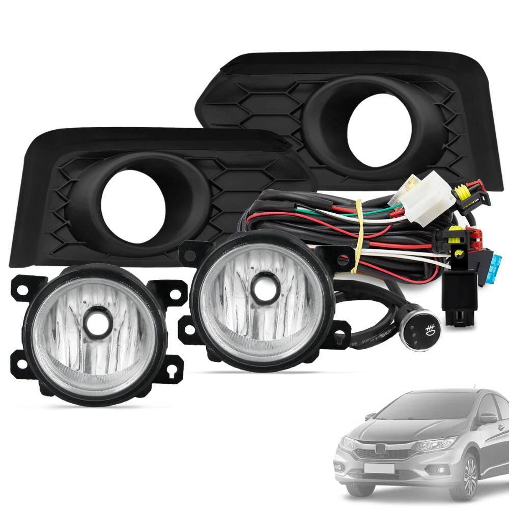 Kit Farol de Milha City 2018 a 2021 Botão Touch Moldura Preto