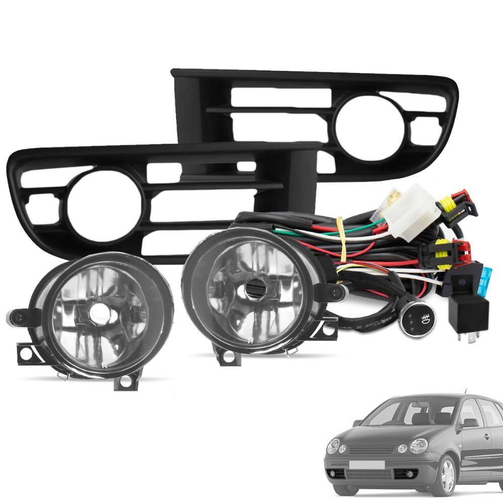 Kit Farol de Milha Polo 2003 a 2006 Botão Touch Moldura Preto