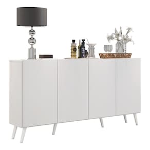 Aparador Buffet 4 Portas com Pés Retrô Branco