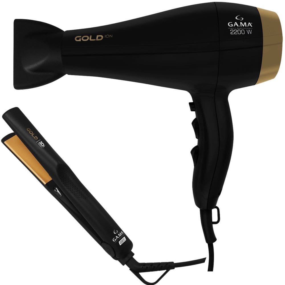 Kit Gama Gold Ion - Secador 2200W 220V + Prancha 3D 220ºc Biv