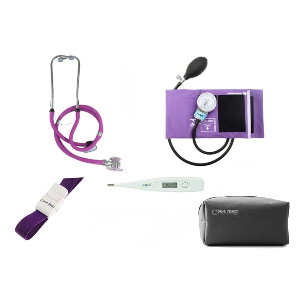Kit Medidor De Pressao Esteto Termometro Garrote Bolsa