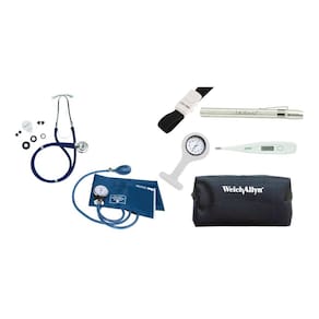 Kit De Enfermagem Completo Esfigmo, Rappaport, Relogio Lapela, Garrote, Lanterna Bioland, Termometro Digital, Estojo.