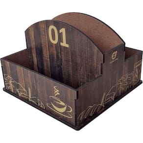 10 Porta Guardanapos e Sachês de Mesa MDF Café Restaurante Padaria 1 ao 10 Zanline Marrom