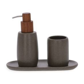Kit em Poliresina Para Banheiro Cinza Escuro 3 Peças 19214 Mart