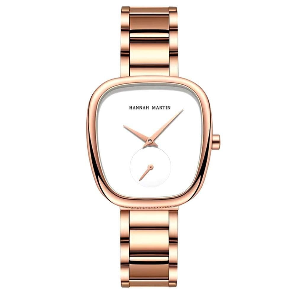Relógio De Pulso De Quartzo Oval Estilo Minimalista Feminino Em Aço Inoxidavel Branco