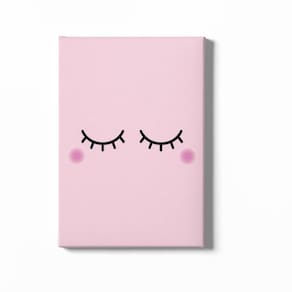 Quadro Decorativo Infantil-olhinhos Delicados Com Fundo Rosa