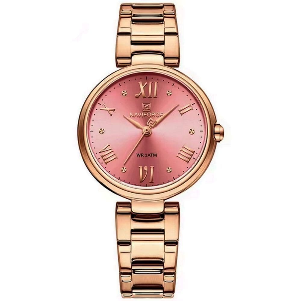 Relógio De Pulso De Aço Inoxidável Feminino Minimalista Criatvo Impermeavel Rosa
