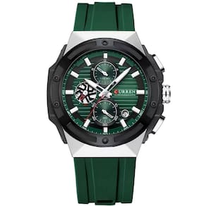 Relógio De Pulso Em Silicone Clássico Casual Ponteiros Luminoso Mostrador Cronógrafo Verde