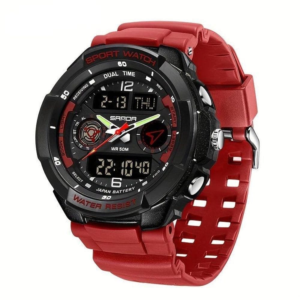 Relógio Esportivo Masculino Resistente Gua Com Cronmetro E Luz Noturna Resistente à água 50m Vermelho