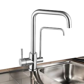Torneira de Cozinha com Suporte para Filtro Giratória Bico Aerador Inox Monocomando