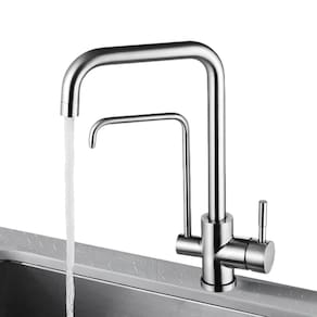 Torneira Monocomando Com Suporte para Filtro de Cozinha Bancada Inox Giratória