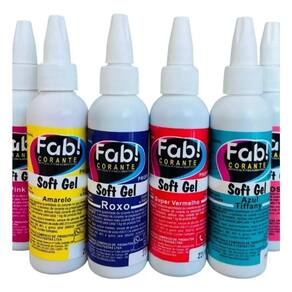 Kit Com 7 Unidades Corante Alimentício Fab Soft Gel 60gramas