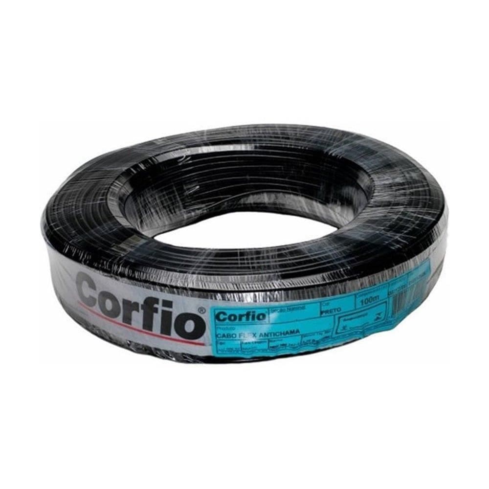 Cabo Flexível Corfio 16mmx100m Rolo 750V Preto