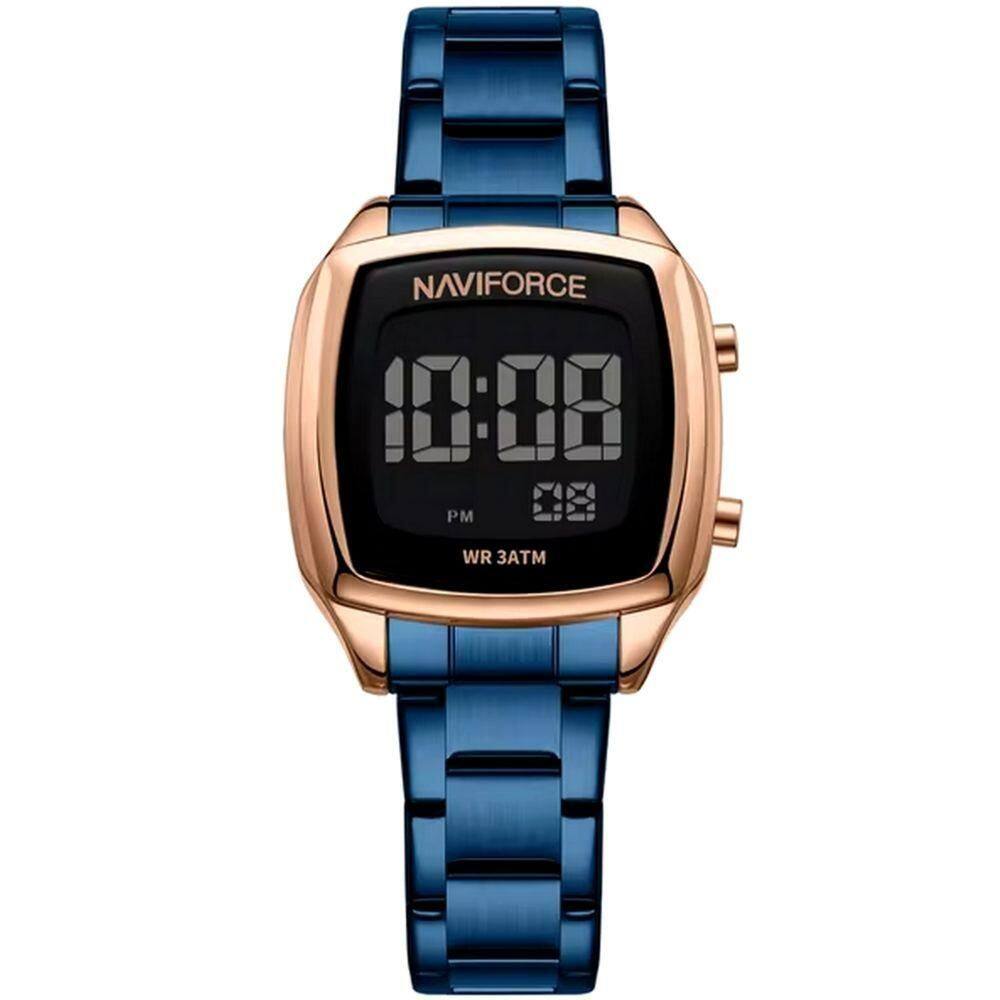 Relógio Digital Feminino Em Aço Inoxidável Design Casual Fashion Azul Royal