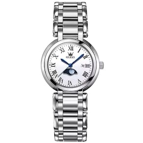Relógio De Pulso Minimalista Feminino Analógico Quartzo Impermeavel Em Aço Inoxidavel Branco