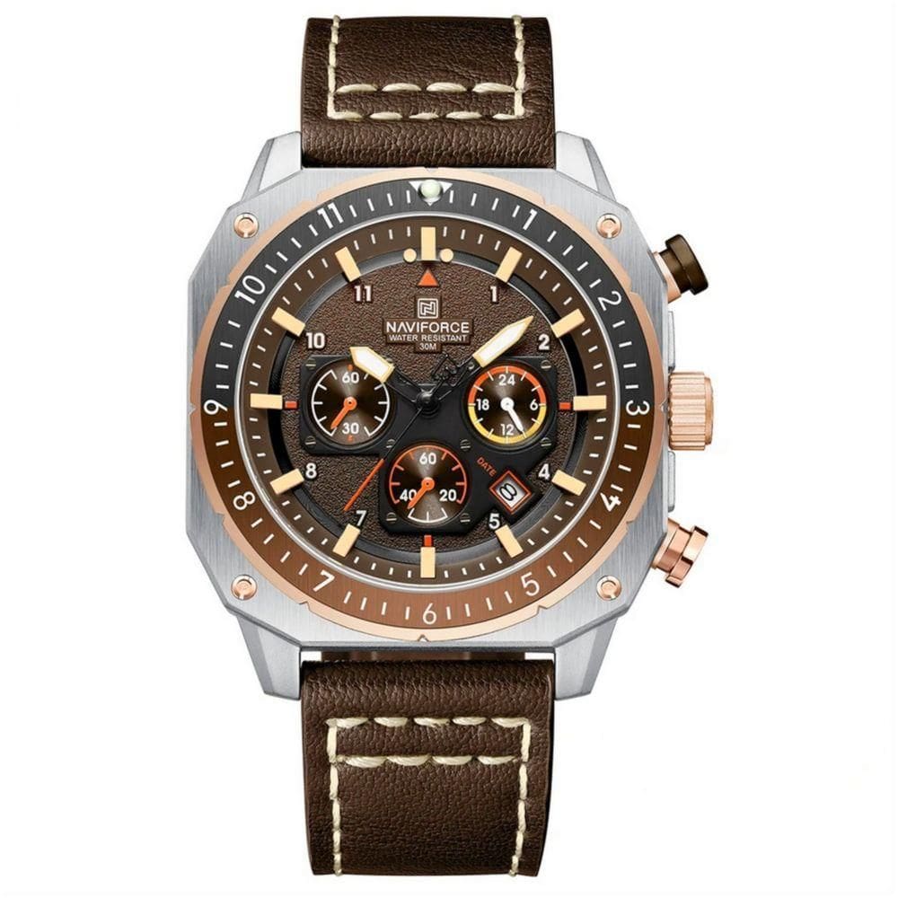 Relógio Esportivo Impermeável Masculino Estilo Quadrado Luminoso Marrom