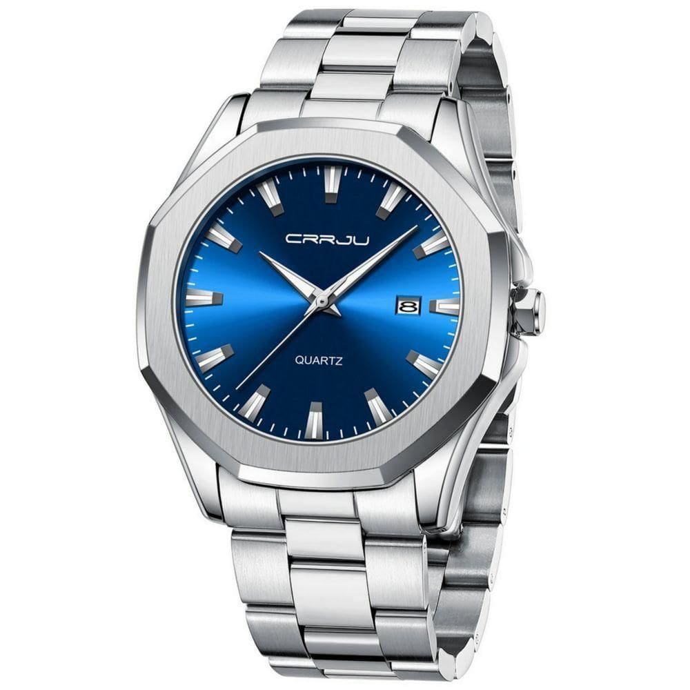 Relógio Masculino De Aço Inoxidável Movimento De Quartzo Impermeavel 3 Atm Azul