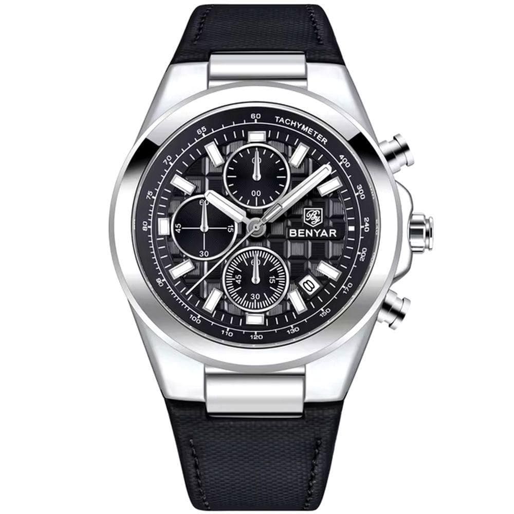 Relógio De Quartzo Masculino Design Esportivo Com Cronógrafo Impermeavel 3atm Preto
