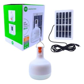 Lâmpada Solar de Emergência 38W com Bateria 4000mAh Recarregável Via Luz Solar Gancho Embutido para Manuseio