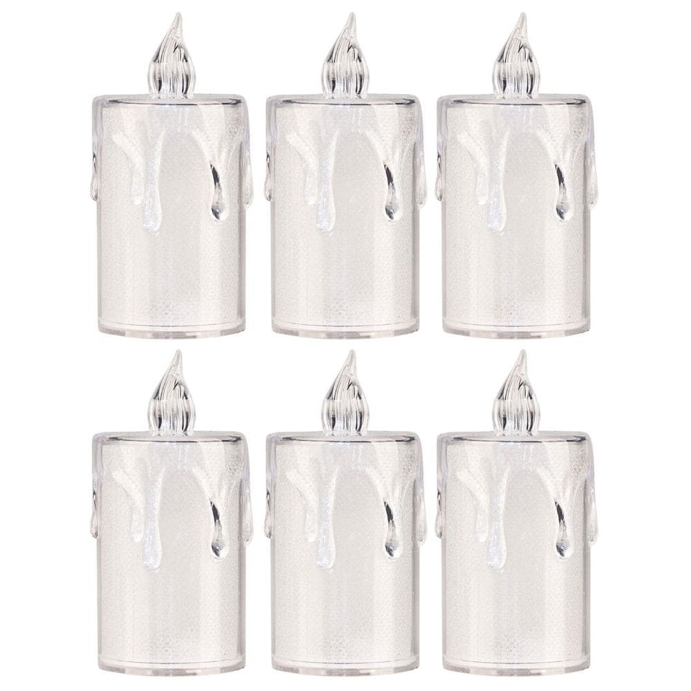 Jogo 6 Mini Velas Eletrônica Cristal LED Branco Quente 7,7cm - Art Christmas