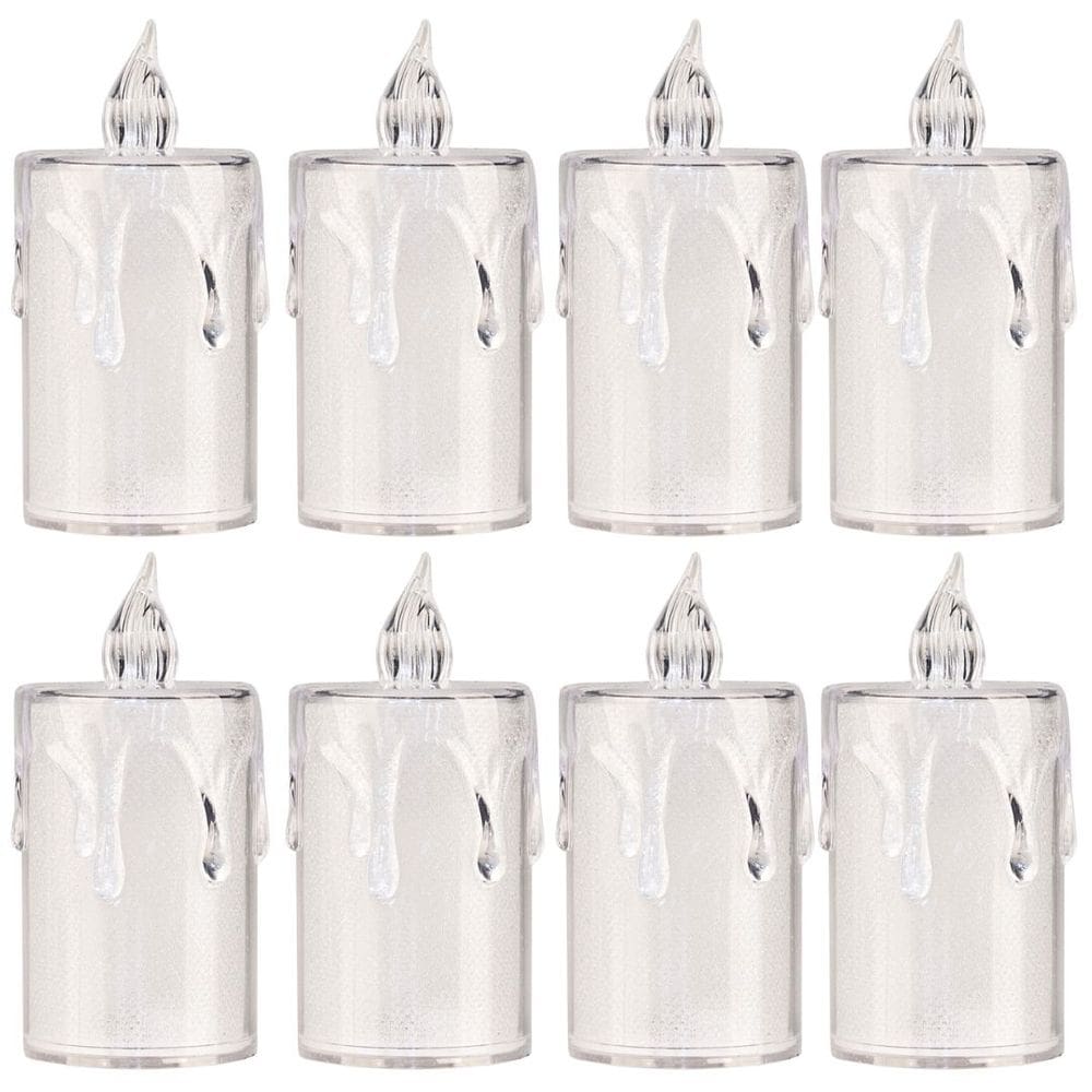 Jogo 8 Mini Velas Eletrônica Cristal LED Branco Quente 7,7cm - Art Christmas