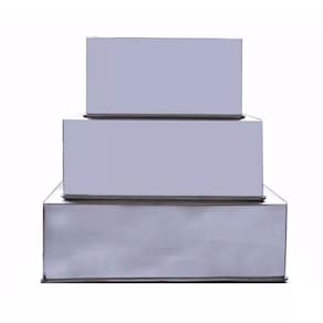 Kit 3 Formas Quadradas Para Bolo 25, 30 E 35cm X 10cm Altura em Aluminio