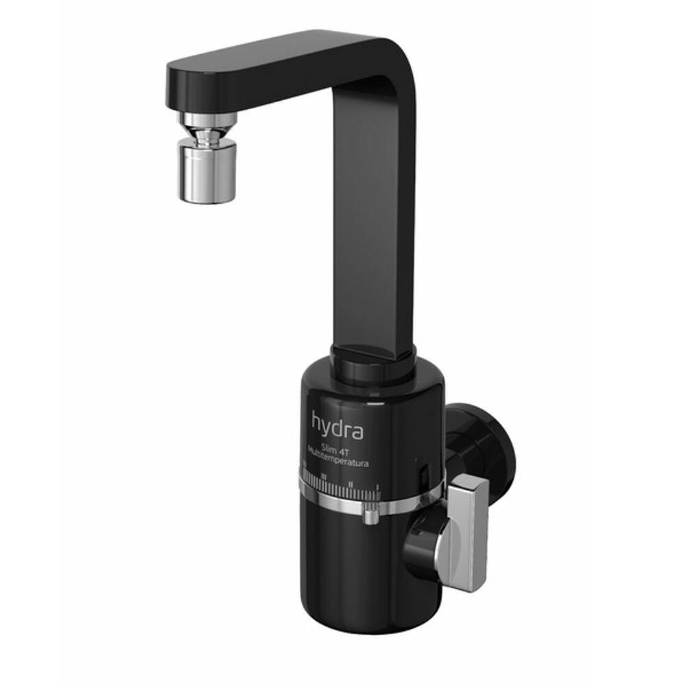 Torneira Multitemperatura Slim 4T 5500W Parede Preta 127V