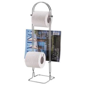 Suporte para Papel Higiênico/Revista de Chão cor prata