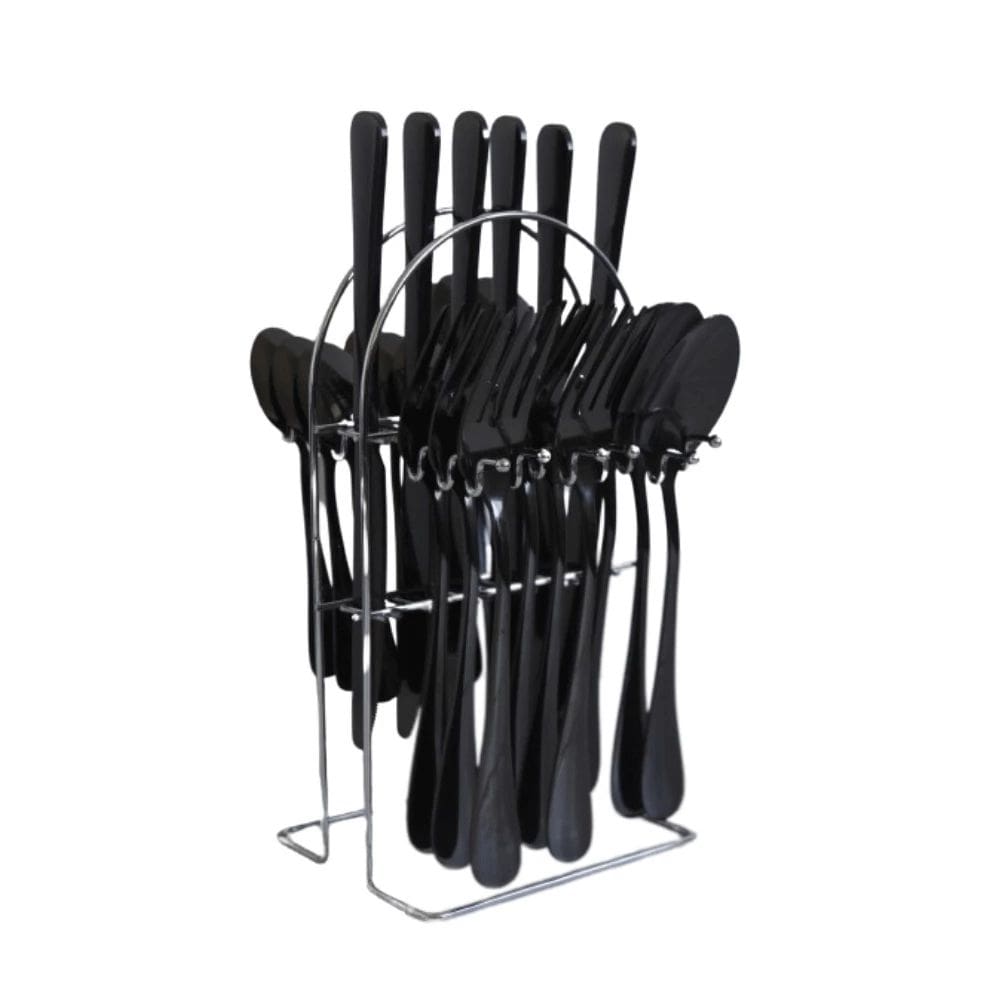 Kit Talher Faqueiro Black Inglaterra E Suporte 25 Pecas 6999 KeHome