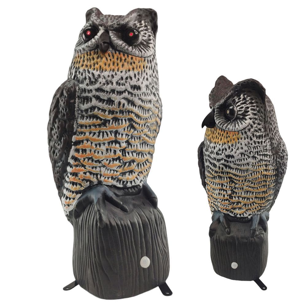 Coruja Solar Repelente Acende Olhos Barulho Realista Afasta Animais Cobra Passaros Aves Esquilo Pombo Escorpiao Roedores Pragas Protege Jardim Quintal