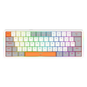 Teclado Mecânico Gamer Redragon Akali - ABNT2 - RGB - Switch Marrom - Branco e Laranja - K642WGO-RGB