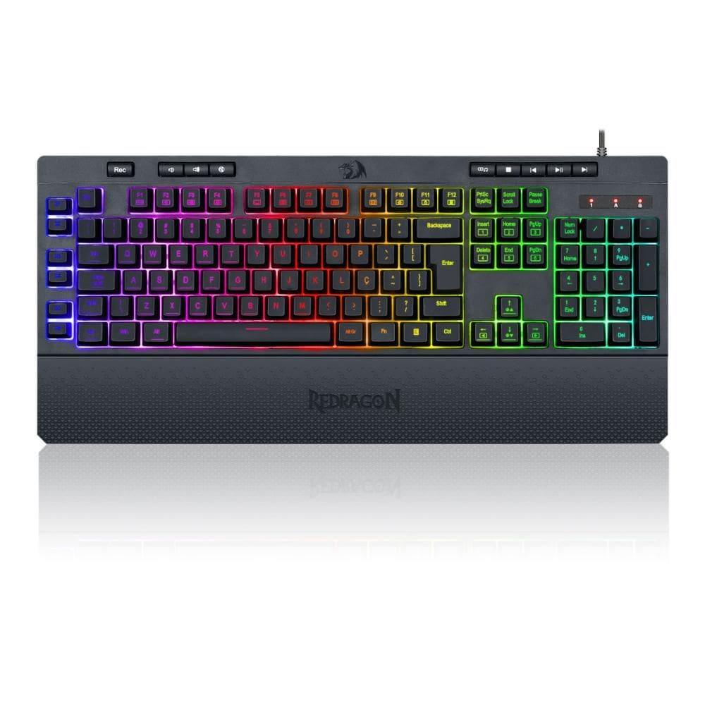 Teclado Gamer Redragon Shiva K512RGB - ABNT2 - Teclas Multimídia - LED RGB - Apoio de Punho