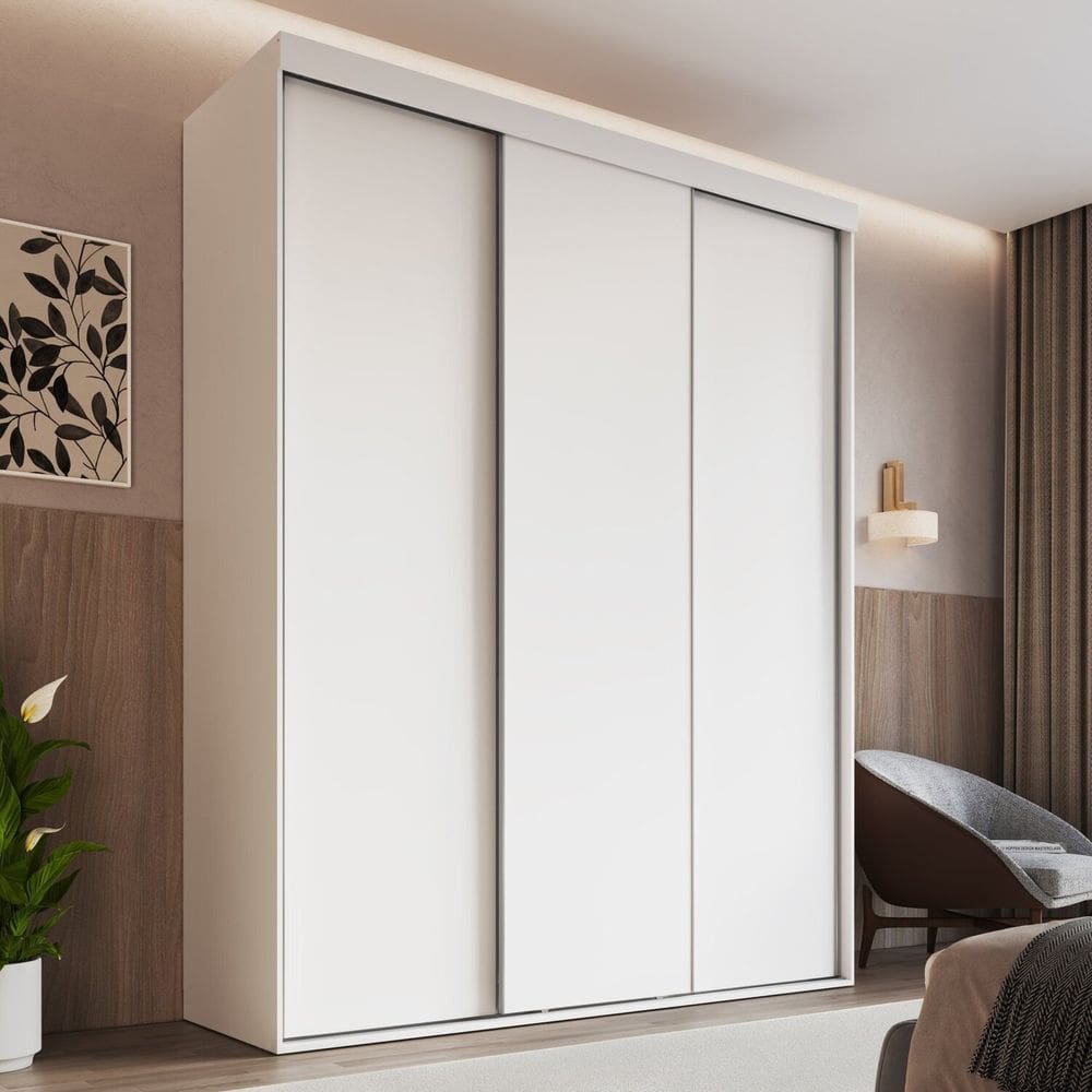 Guarda-roupa Casal 3 Portas de Correr Rc3105 Branco