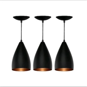 Kit 3 Pendentes Vegas Preto/Cobre - Ideal Ambientes Sociais