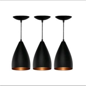 Kit 3 Pendentes Vegas Preto/Cobre - Ideal Ambientes Sociais