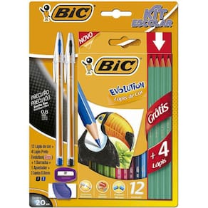 Kit Escolar Bic Colorir Dura Mais Com 20 Peças