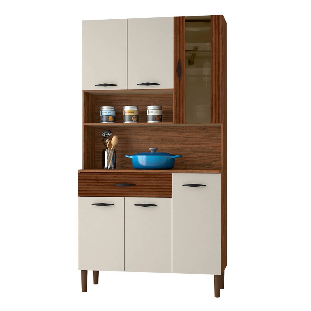 Armário de Cozinha com 1 Gaveta Milão Ripado Off White
