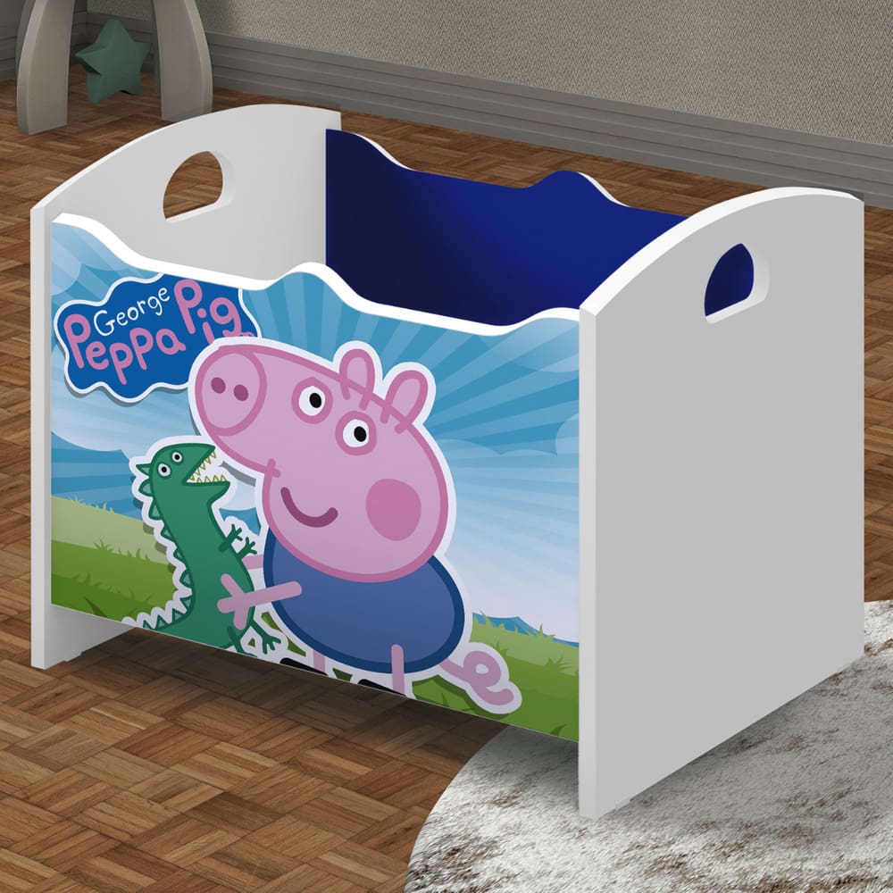 Baú Organizador Infantil Adamantina Azul Branco