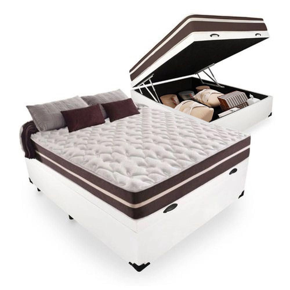 Cama Box Baú Casal + Colchão De Molas Prime Colchões Classic Superlastic 138x188x64