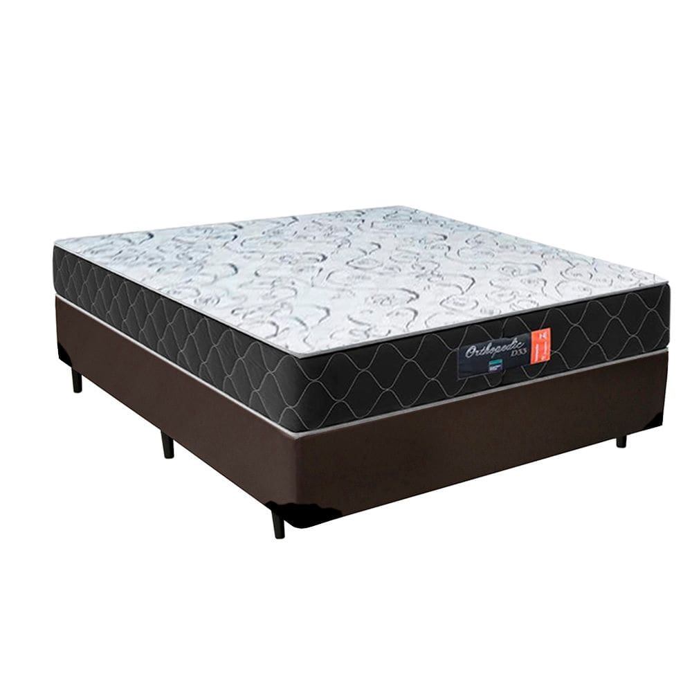 Cama Box Casal + Colchão Semi Ortopédico Extra Firme Espuma D33 Prime Colchões 138x188x72