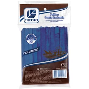 Palito de Madeira Sorvete Theoto Azul - 100 Unidades
