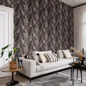 Papel de Parede African  III Folhagem Dourado e Preto 751833