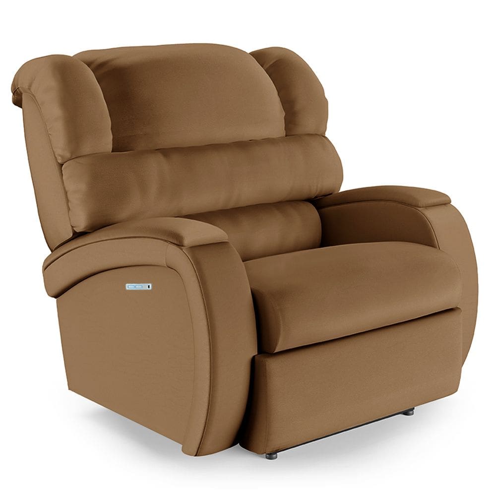 Poltrona do Papai Reclinável Napoli Elétrica Botão LED Massagem PU Caramelo FH1 - D`Rossi