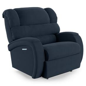 Poltrona do Papai Reclinável Napoli Elétrica Botão LED Massagem Veludo Azul FH1 - D`Rossi