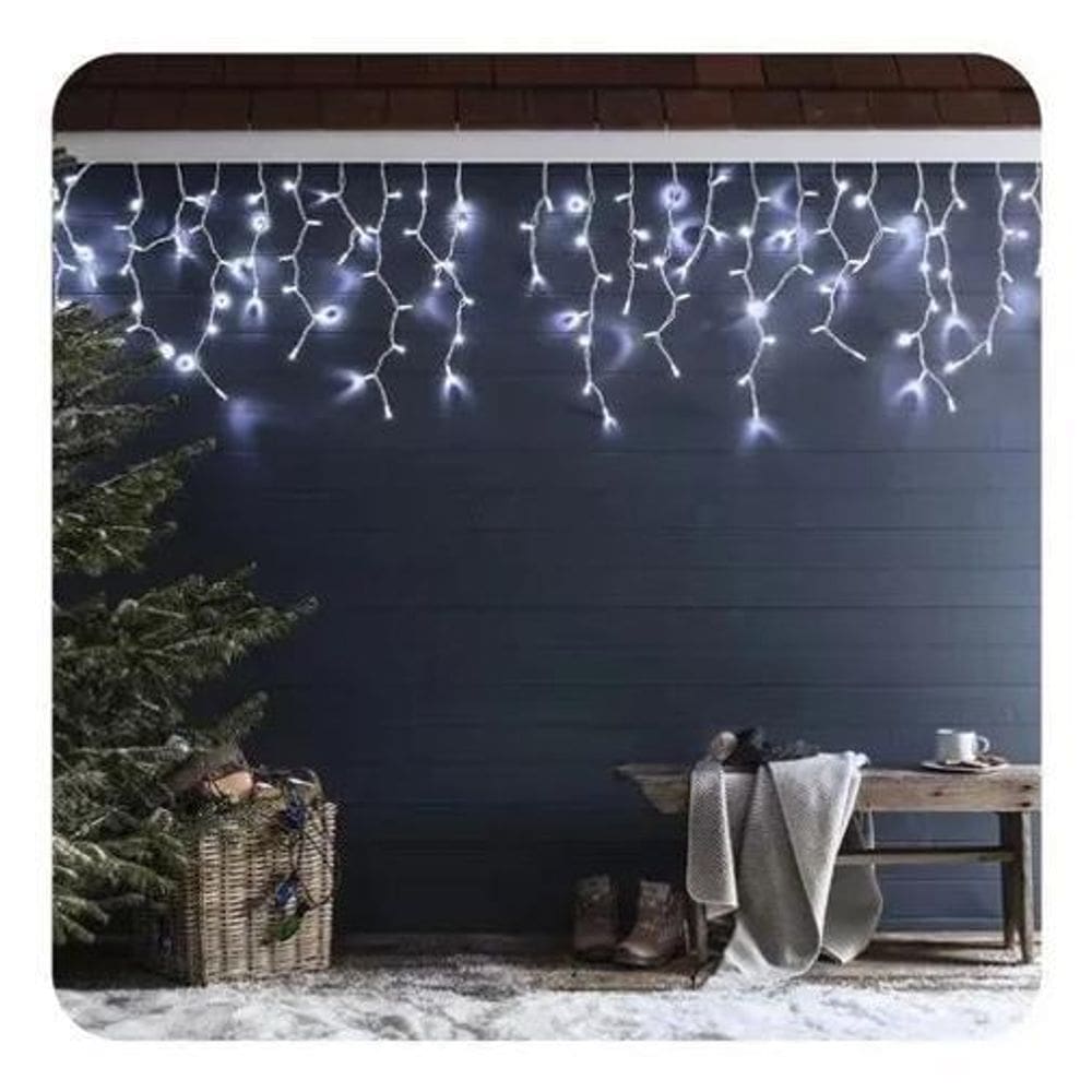 Luz Natal Cascata 300 Leds Branco Uso Interno e Externo