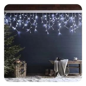 Luz Natal Cascata 300 Leds Branco Uso Interno e Externo