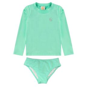 Conjunto Praia Infantil Proteção UV 50+ Básico Verde Chá Costão