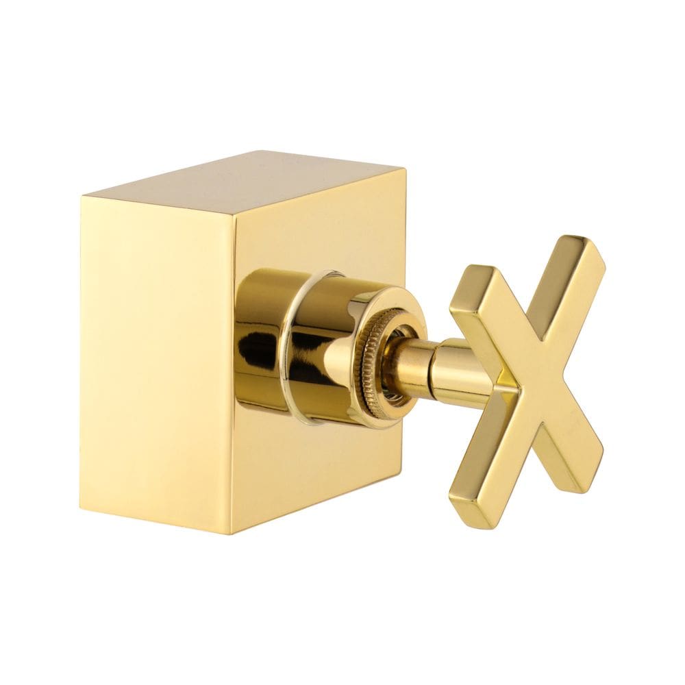 Acabamento Registro Chuveiro 50mm 1.1/2 Quadrado Cruzeta Dourado Brilhante Banheiro Padrão Deca