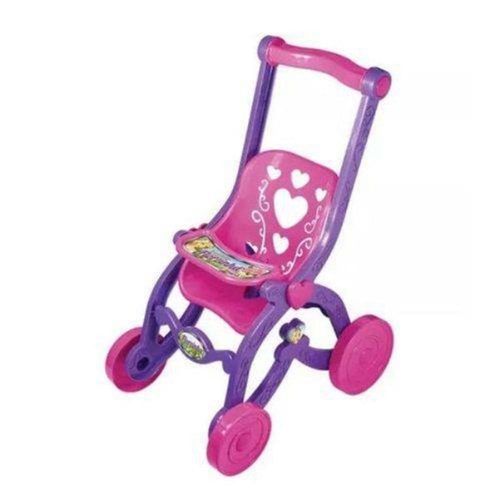 Carrinho de Boneca Brinquemix Florzinha Rosa e Lilás 60cm