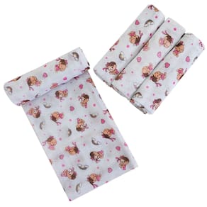Fralda de Pano Bebe Menina com Bainha Turma da Monica Estampada Antialergica Macia Enxoval Rosa 5 Unidades Reutilizavel 67x70cm